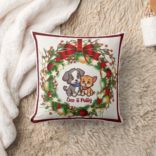 Personalize this Unique Christmas Throw Pillow クッション (ブランケット)