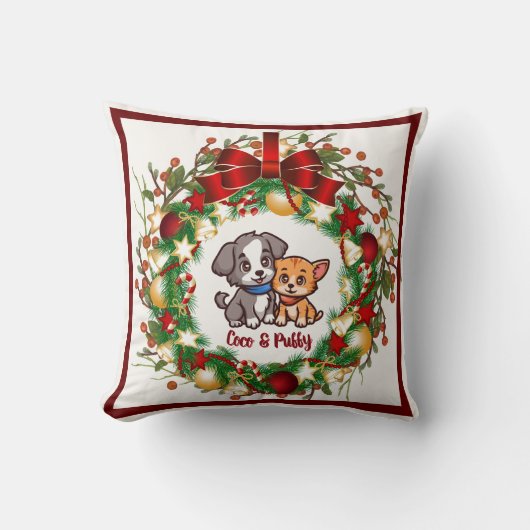 Personalize this Unique Christmas Throw Pillow クッション (正面)