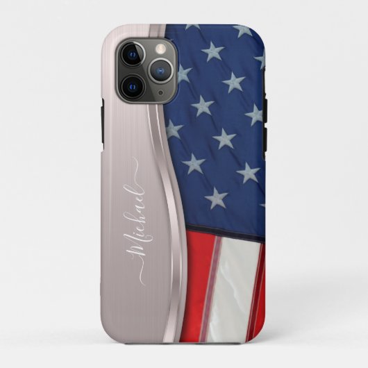 Personalize USAフラグフェイクバラ金ゴールド金属スワール Case-Mate iPhoneケース (裏面)