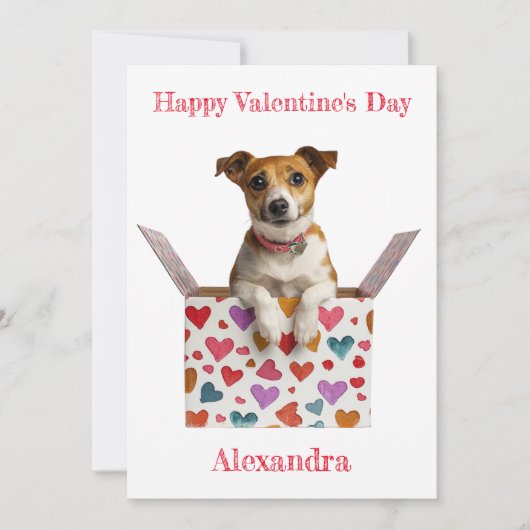 Personalize Valentine Jack Russellハートボックス シーズンカード (正面)