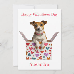 Personalize Valentine Jack Russellハートボックス シーズンカード