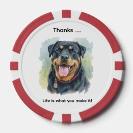 Personalize Watercolor Pet Rottweiler Portrait ポーカーチップ