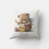 Personalize Watercolor Teddy Bear Honey Jar クッション (裏面)