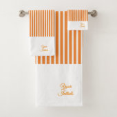 Personalize Wedding Gift Orange Striped White      バスタオルセット (インサイチュ)