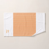 Personalize Wedding Gift Orange Striped White バスタオルセット (ハンドタオル)