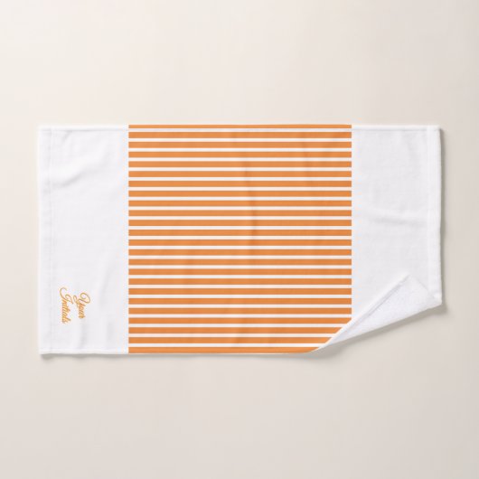Personalize Wedding Gift Orange Striped White      バスタオルセット (ハンドタオル)