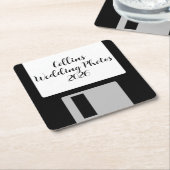 Personalize Wedding Photos Floppy Disk Coaster スクエアペーパーコースター (アングル)