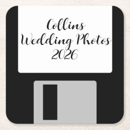 Personalize Wedding Photos Floppy Disk Coaster スクエアペーパーコースター