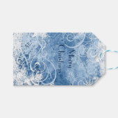 PERSONALIZE WHITE CHRISTMAS BLUE霜の降りたギフトラベル ギフトタグ (正面(横))