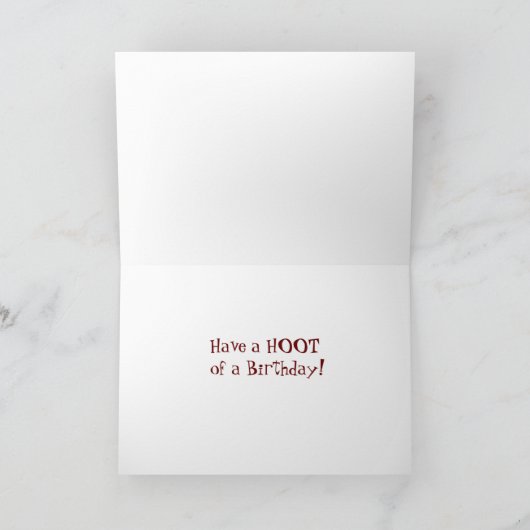 Personalize "WHOOO is...today?" Owl large Birthday カード (内部)