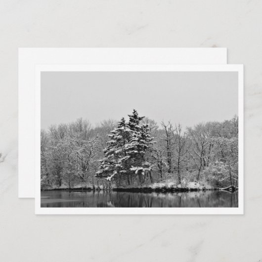 Personalize Winter Evergreen in Black and White シーズンカード (正面/裏面)