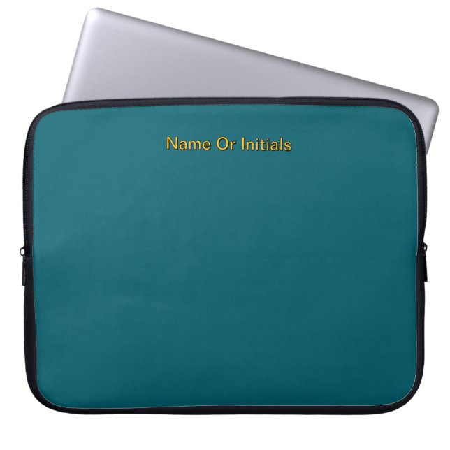 Personalize With Name Initials Teal     ラップトップスリーブ (正面)