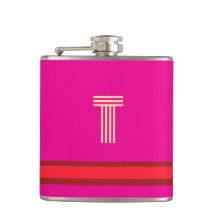 Personalize With Your Initial Pink + Red Stripe 