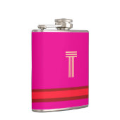 Personalize With Your Initial Pink + Red Stripe  フラスク (右)