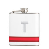 Personalize With Your Initial White + Red Stripe  フラスク (正面)