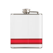 Personalize With Your Initial White + Red Stripe  フラスク (裏面)