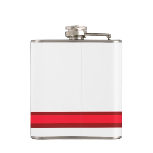 Personalize With Your Initial White + Red Stripe  フラスク (裏面)