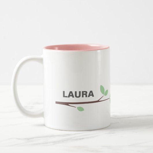 Personalize your Name BIRD Coffee Cup ツートーンマグカップ (左)