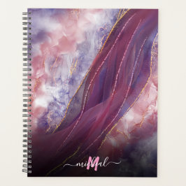 personalized名前を追加パープルバラ金ゴールド大理石 プランナー手帳