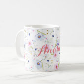 Personalized||の水彩画の花柄のマグ コーヒーマグカップ (正面左)