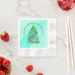 PERSONALIZED メリークリスマスおめでとう 縁ありカクテルナプキン