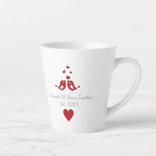 Personalized 10 Years Together Anniversary カフェラテマグ (右)