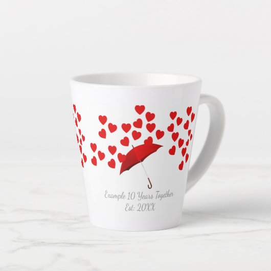 Personalized 10 Years Together Anniversary カフェラテマグ (右アングル)
