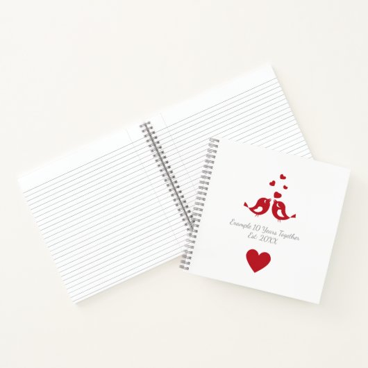 Personalized 10 Years Together Anniversary ノートブック (内部)
