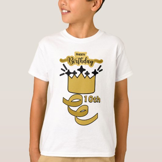  Personalized 10th Birthday King Crown Design Tシャツ (正面)