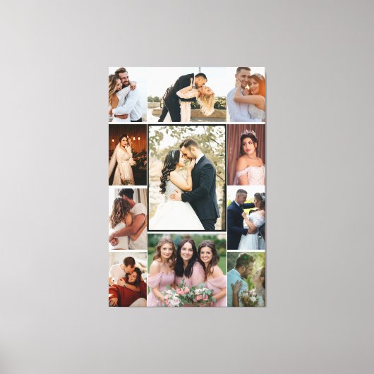 Personalized 11-Photo Wedding Collage Canvas Print キャンバスプリント (正面)