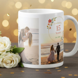 Personalized 15th Wedding Anniversary Photo Mug コーヒーマグカップ