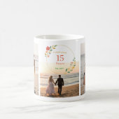 Personalized 15th Wedding Anniversary Photo Mug コーヒーマグカップ (中央)