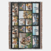 Personalized 16 Photo Collage Fleece Blanket スローブランケット (正面縦)