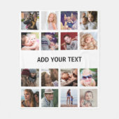 Personalized 16 Photo Collage White フリースブランケット (正面)