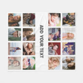 Personalized 16 Photo Collage White フリースブランケット (正面(横))