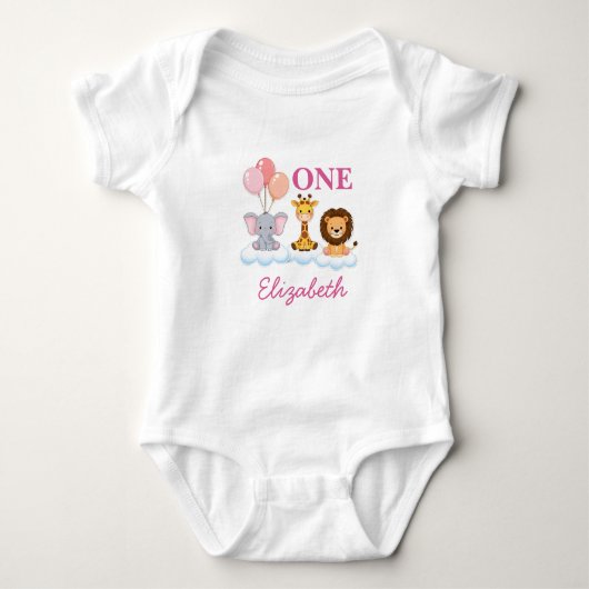 Personalized 1st Birthday Bodysuit, First Birthday ベビーボディスーツ (正面)