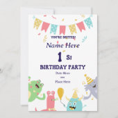 Personalized 1st Birthday Invitation – Boy or Girl 招待状 (正面)