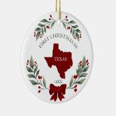 Personalized 1st Christmas In Texas State  セラミックオーナメント (右)
