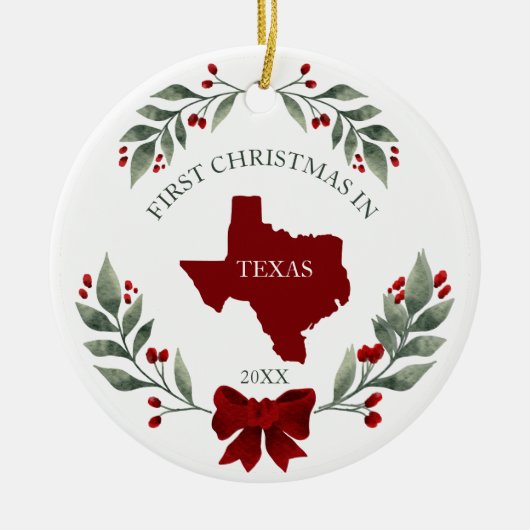 Personalized 1st Christmas In Texas State  セラミックオーナメント (正面)