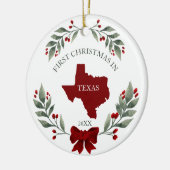 Personalized 1st Christmas In Texas State  セラミックオーナメント (左)
