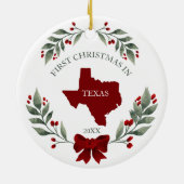 Personalized 1st Christmas In Texas State  セラミックオーナメント (裏面)