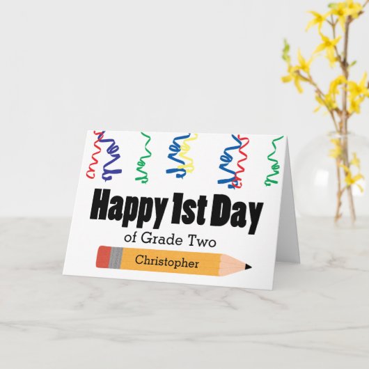 Personalized 1st Day of 2nd Grade カード (黄色い花)