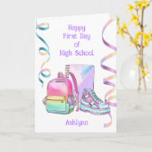 Personalized 1st Day of High School カード (黄色い花)