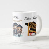 Personalized 2025 Black Gold Graduate Mug ジャンボコーヒーマグカップ (正面右)