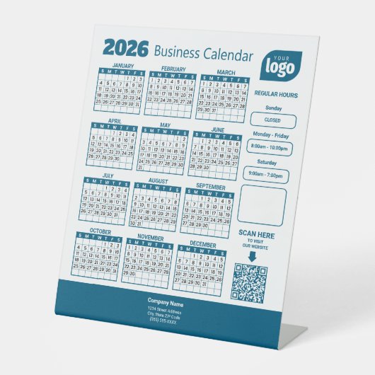 Personalized 2026 Business Calendar Pedestal Sign 台座サイン (正面)