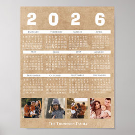  Personalized 2026 Calendar Family Photo Collage ポスター