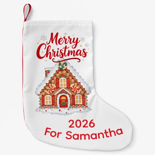 Personalized 2026 Christmas House Stocking スモールクリスマスストッキング (正面)