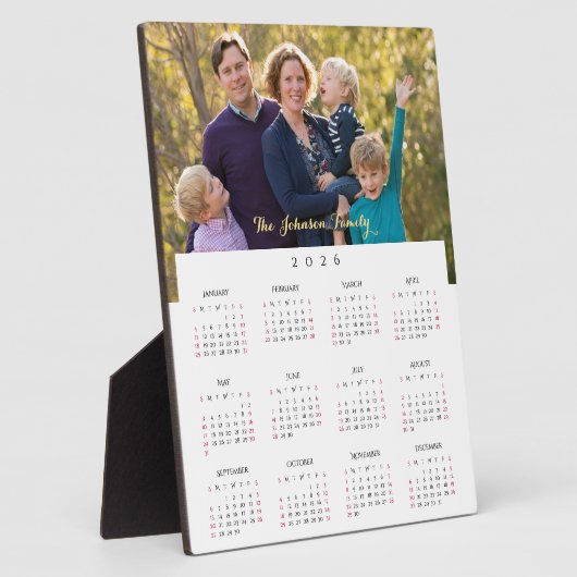Personalized 2026 Family Photo Yearly Calendar フォトプラーク (側面)