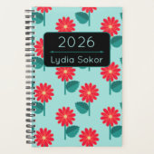 Personalized 2026 Floral Planner Notebook プランナー手帳 (正面)