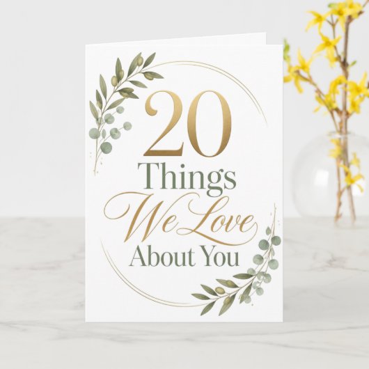 Personalized 20 Things We Love About You Gift カード (黄色い花)